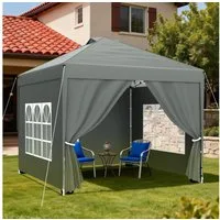 Huracan Faltpavillon Gartenpavillon 2,5x2,5m / 3x3m mit 4 abnehmbaren Seitenwänden, mit 4 Seitenteilen, PU1500mm wasserdicht, 3-fach höhenverstellbar Pop Up Pavillon