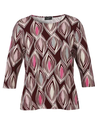 VIA APPIA DUE - T-Shirt Rundhals 3/4 Arm Druck bordeaux multicolor - Gr. - 46