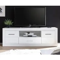 Furn.Design Lowboard Carrara (TV Unterschrank 180 cm in weiß Hochglanz, mit Komforthöhe), auf Rollen