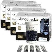 GlucoCheck Blutzucker-Teststreifen GlucoCheck GOLD Blutzuckerteststreifen, 200 Stück, 200-tlg.