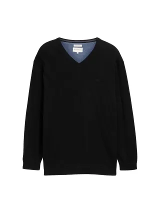Tom Tailor - Plus Size - Strickpullover mit V-Ausschnitt black - Gr. - 3XL