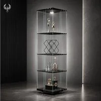 Simurq Glasvitrine mit LED-Touch-Licht und 360° Sockel für Deko und Figuren (1-St., 6 Varianten verfügbar) 360° drehbar, 38 × 38 cm Stellfläche, LED-Touch-Licht