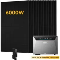 Anker Balkonkraftwerk 6000W Anker SOLIX Solarbank 4 E5000 Pro All-in-One Stromspeicher, (Optional: 0-5 × Anker BP5000 Erweiterungsakku, inkl. Anker Smart Meter Gen 2 und 12 x Sunpro 500W Solarmodule), PV Speicher mit Notstromfunktion