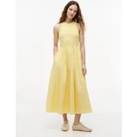 Tommy Jeans Sommerkleid TJW RIB POPLIN TANK DRESS EXT Baumwolle, figurbetont, Oberteil in gerippter Struktur