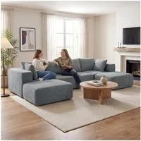 HOMCOM Ecksofa Breiter Tiefer Sitzfläche, Eckcouch 1 Teile, Modulares Sofa mit Schlaffunktion, keine Montage erforderlich