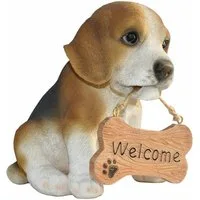 dazikemo Gartenfigur Gartenfigur Dekofigur Hund Beagle Willkommen