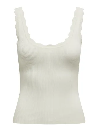 JDY - JDYNANNA S/L SCALLOP EDGE TOP KNT NOOS Cloud Dancer - Gr. - XL