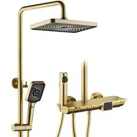 Oihpaw Duschsystem mit Thermostat, 300 x 180 mm Regendusch, Handbrause und Spritzpistole, 3 Strahlart(en), 1 tlg., 3 Modi, regendusche mit armatur, mit Digitalanzeige Duschgarnitur