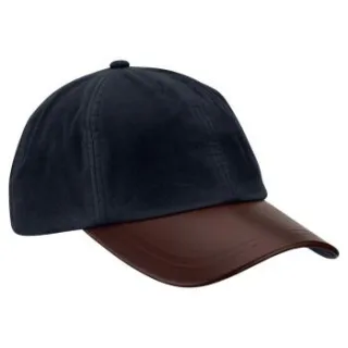 ROMNEYS Wachscap mit Lederschirm blau