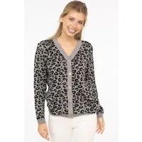Zwillingsherz Strickjacke "Gestrickter-Leo" mit Knöpfen, mit Leomuster aus reiner Baumwolle