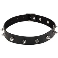 Metamorph Textilband Halsband Black Spikes, Größenverstellbarer Halsschmuck für Gothic, Fetish und Leather-Look