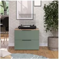 Vicco Kommode Wido, Grün/Sonoma, 60 x 50 cm mit 2 Schubladen (1 St)