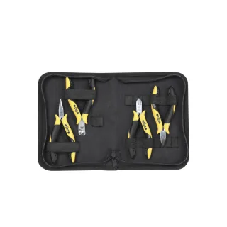 Wiha Zangen Set Professional ESD Seiten-, Schrägvornschneider, Flachrundzange 5-teilges Set mit Werkzeugmappe - 33507