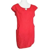 Sommerkleid Leinen Kleid kurzarm Rot 44 XL Sommerkleid