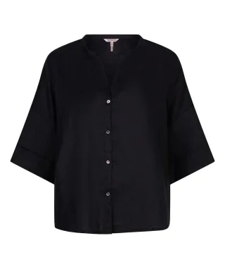 Esqualo - Oversized-Bluse aus Leinen schwarz - Gr. - XS/S