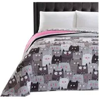 DecoKing Tagesdecke Tagesdecke Bettüberwurf Luxus Tagesdecke mit Wendedesign Katze Pfoten, Wendedecke
