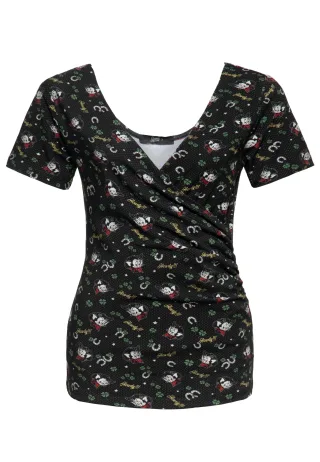 Queen Kerosin Damen Blusentop schwarz