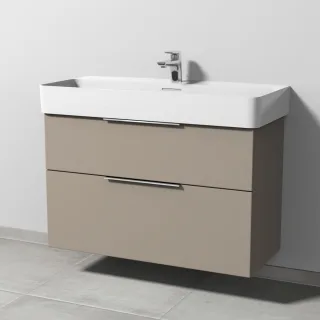 Sanipa 3way Waschtischunterbau zu Laufen VAL Waschtisch mit 2 Auszügen, Sandgrau-Matt UF82467
