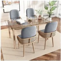 Flieks Esszimmerstuhl (Set, 4 St), 4er Set Polsterstühle Rattan Wohnzimmestuhl mit Armlehnen, Metallbeine