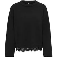 ONLY Strickpullover ONLALIVIA LS LACE O-NECK CS KNT Materialmix, regular fit