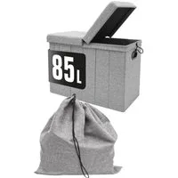 DuneDesign Wäschekorb mit Deckel - 85L Wäschetruhe mit Sitzbank - 62x31x46 Wäschesammler (1 St), Wäschebox Faltbar - Wäsche Aufbewahrungskorb für Schlafzimmer & Bad