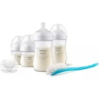 Philips AVENT Babyflasche Neugeborenen-Starter-Set Natural, 4 Baby Flaschen mit Silikon-Sauger, Schnuller & Flaschenbürste