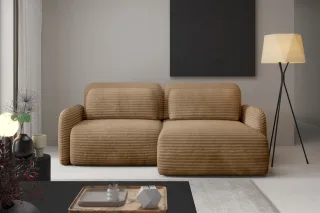 Ecksofa Schlafsofa Sofa SIMONE in Stoff Ambience Dune Ottomane Rechts
