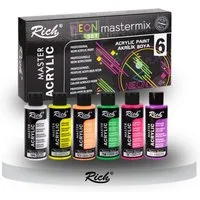 RICH Acrylfarbe RICH MASTERMIX Neon Acrylfarben-Set 6 Farben - 60 ml