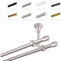 MDEKOR Gardinenstange Vorhangstange 19mm, 2-läufig, kürzbar, 2-läufig Deckemontage, 120 cm Chrom Matt