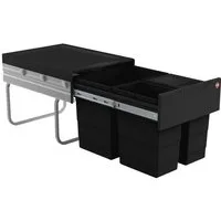 Hailo Einbaumülleimer Hailo Abfallsammler 3642731 Raumspar-Tandem 2x 8,5 +18 L schwarz