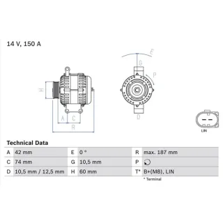 Bosch Lichtmaschine 150A Ford Ranger Transit