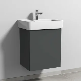 Sanipa 3way Waschtischunterbau zu Geberit Renova Plan Waschtisch mit 1 Tür, Anthrazit-Matt SM87322