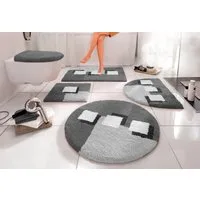 OTTO home Badematte Ada, Badvorleger, Badezimmer Teppich, Höhe 21 mm, rutschhemmend beschichtet, schnell trocknend, strapazierfähig, fußbodenheizungsgeeignet, Polyester, halbrund, Badteppich, Badematten auch als 3 teiliges Set erhältlich