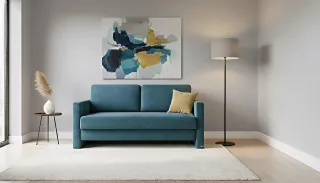 BRUNO Schlafsofa 140cm in Petrol Türkis | Schmal | stabiles Massivholz & Boxspringkomfort