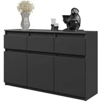 Furnica Kommode NOAH, 3 Schubladen und 3 Türen - Anthrazit Grau H75cm B120cm T35cm