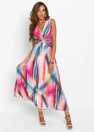 bonprix Maxikleid, pink, Gr.40/42 (M), Sommerliches Kleid mit tiefem Ausschnitt mit farbenfrohem Print