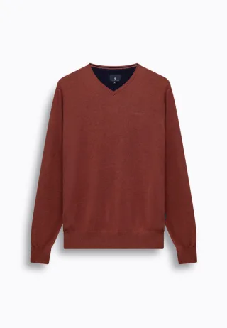 State of Art - Fein gestrickter Pullover mit V-Ausschnitt rot - Gr. - XXL
