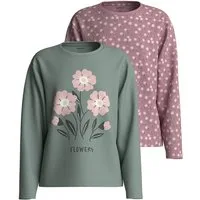 Name It Langarmshirt NKFVELDA 2P LS NREG TOP (Packung, 2-tlg) Baumwolle, regular fit