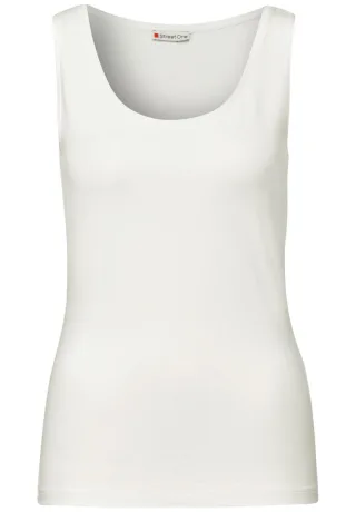 Street One - Basic Top in Unifarbe weiß - Gr. - 44