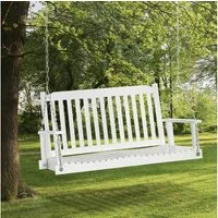 Outsunny Gartenbank Hängebank für 2 Personen (Schaukelbank, 1-St., Gartenschaukel), für Garten, Balkon, Weiß