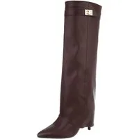 Ital-Design Elegante kniehohe Stiefel für Damen mit spitzem Fuß High-Heel-Stiefel (90417792) Pfennig-/Stilettoabsatz Stiefel in Weinrot