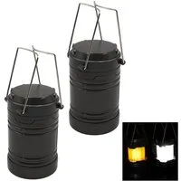HAC24 LED Laterne 2er Set Campinglampe Outdoor Camping Leuchte Tragbare Campinglaterne, LED fest integriert, Hellweiß, Flammenlicht, 2 Leuchtmodi Hellweiß & Flammenlicht
