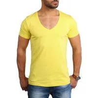 Young & Rich T-Shirt Herren Uni Basic extra tiefer Ausschnitt Unterziehshirt 1315 V-Ausschnitt unifarben kurzarm slim fit