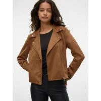 Vero Moda Bikerjacke VMJOSE SHORT FAUX SUEDE JACKET GA NOOS mit asymetrischem Reißverschluss