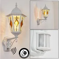 hofstein Außen-Wandleuchte Außenwandlampe mit Bewegungsmelder aus Metall/Glas in Weiß/Klar/Orange, Wandleuchte außen im Vintage/Antik/Landhaus-Design, E27, IP44