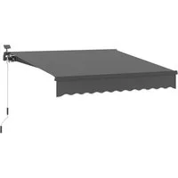 Outsunny Markise mit Handkurbel Solar-Lichte,Wandhalterung, UV 50+ (Klemmmarkise, 1-St., Gelenkarmmarkise) 300 cm breit für Terrasse Balkon Veranda, Grau