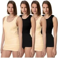 TEXEMP Unterhemd 4er Pack Damen Unterhemd Baumwolle Tank Top Achselhemd Damentop (4-St) 100% gekämmte Baumwolle