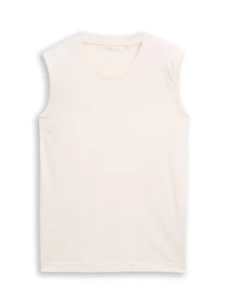 Tom Tailor - Tanktop mit Logo-Stickerei gardenia white - Gr. - XXL