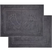 KH-Haushaltshandel Duschmatte 2er Pg. Badvorleger, Badematte Duschvorleger, ca, 50 x 70 cm, Füße, flauschig, saugstark, 750 Gr./m², Frottier, Uni einfarbig, 100% Baumwolle, Frottee, Baumwolle, Frottier Badteppich waschbar
