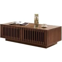 Merax Couchtisch mit Stauraum, Rechteckiger Sofatisch Beistelltisch (1-St), Wohnzimmertisch mit 2 Türen und Gitterdesign, 100x50×35cm